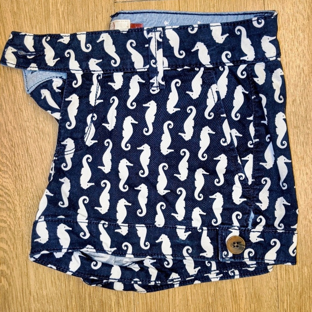 Seahorse Pattern Shorts in Navy & White EUC - Picture 4 of 6
